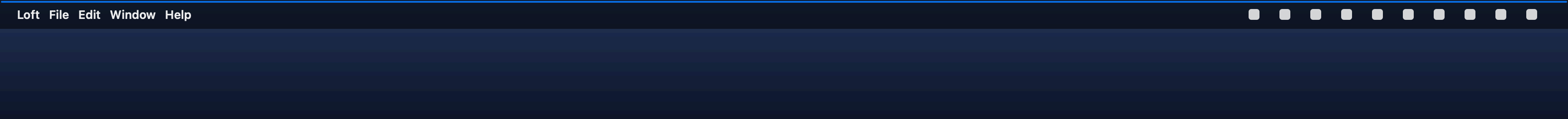 Menu bar with a blue glowing top edge